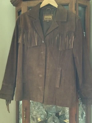 Chaqueta de gamuza del suroeste de mujer con flecos, marrón. Esprit. Foto 1 de 3