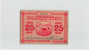 GREENLAND 25 Ore 1913, P-11a Daugaard Jensen & Munch, Issued, 111931, RARE. A5 - Picture 1 of 2