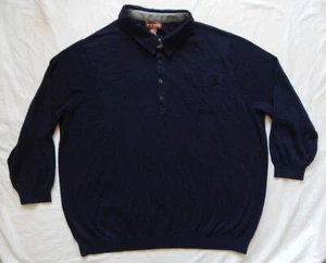 Dark Blue Collared Polo Pullover Sweater - 4XL Mens Cotton New Tags NWT - Picture 1 of 5