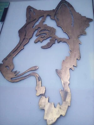 22""x15"" Cabeza de lobo metal plasma arte de pared coyote idea de regalo zorro Foto 1 de 3