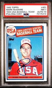 PSA NM 7 PSA DNA 10 Autografo Rc Mark Mcgwire Auto 1985 Topps #401 Rookie Firmato - Foto 1 di 3
