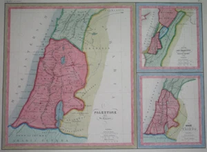1836 ORIGINAL MAP PALESTINE ISRAEL JORDAN LEBANON HOLY LAND JERUSALEM Haifa - Picture 1 of 7