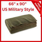 Olive Green Wool Blanket Warm Fire Retardant Blanket US Military Style 66' x 90'