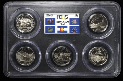 Set of 5 2006-S NV NE CO ND SD Statehood Proof Quarters PCGS PR69 DCAM - Image 1 of 2