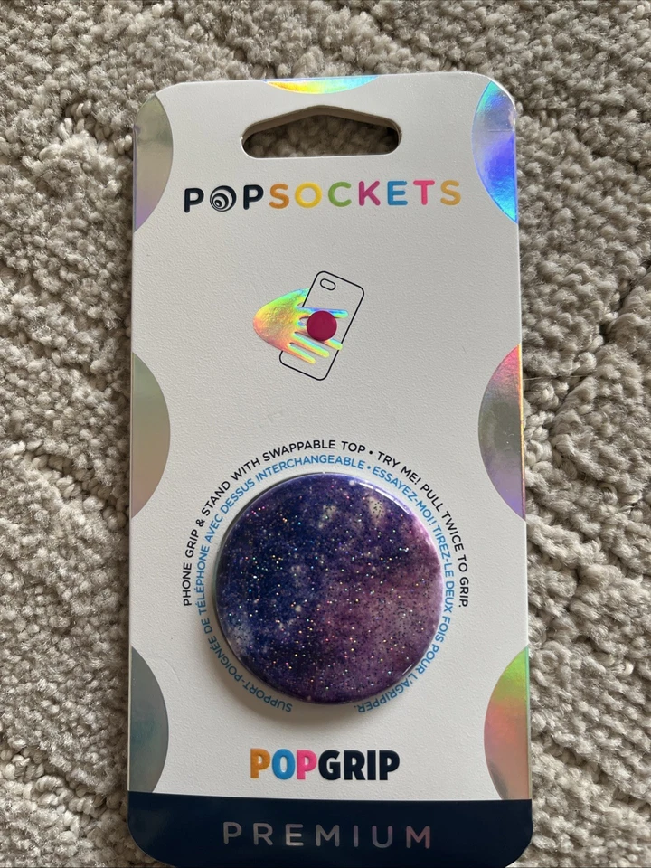 PopSockets Phone Grip Stand Purple Glitter Nebula Popgrip PopSocket