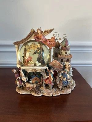 Grandeur Noel Belén Musical Globo de Agua Noche Silenciosa Grande 10 pulgadas de Alto De Colección Foto 1 de 4