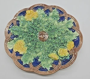 1953 Majolica Leaf Victorian Naturalistic Botanical Motifs Floral Plate 9" - Picture 1 of 12