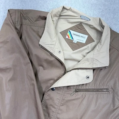 VTG Members Only Bomber Jacket Mens 46 Brown Europe craft 80's 90's rainbow tag - Image 1 of 4