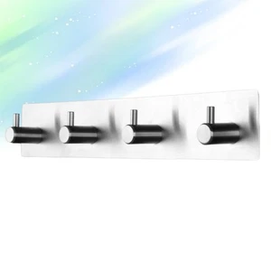Klebehaken Schiene Edelstahl 4-Haken Rack Bad Handtuch Haken Sticky Badezimmer - Bild 1 von 11