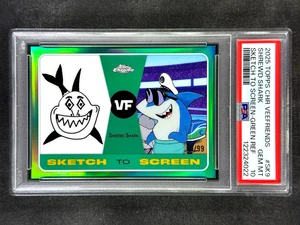 2025 Topps Chr VeeFriends Shrewd Shark Sketch Screen Green Refractor /99 PSA 10 - Bild 1 von 2