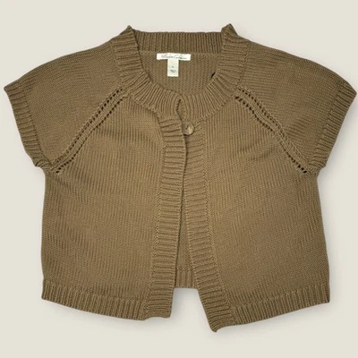 Cárdigan corto tejido grueso marrón Kenneth Cole talla grande pequeño botón único Foto 1 de 4