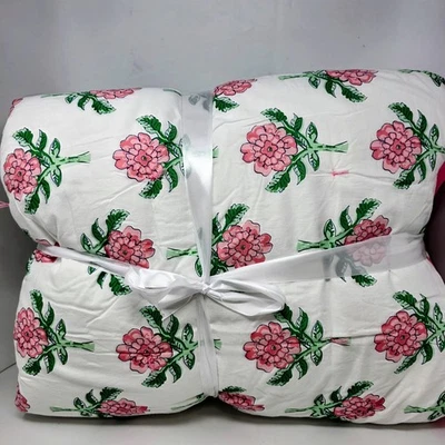 Pottery Barn Kids Roller Rabbit Rosebud Full/Queen Quilt Pink  NEW - Image 1 of 4