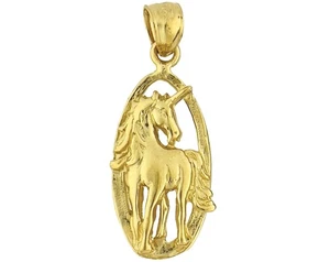 Medallón con dije de unicornio de oro de 14K - Imagen 1 de 6