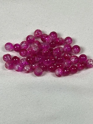 75 6mm Two-Tone Crackle Glass Beads Magenta - Image 1 of 3