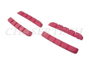 New MTB Cyclocross Bicycle Bike V-Brake Cartridge Pad Shoe Inserts Pink 2 Pairs - Picture 1 of 1