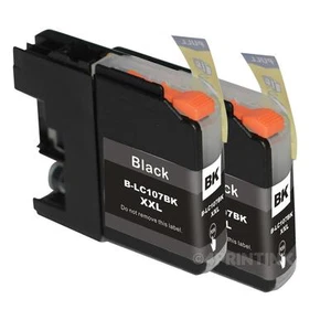 Paquete de 2 tintas para tinta Brother LC107 BK XXL MFC-J4310DW, MFC-J4410DW con CHIP - Imagen 1 de 1