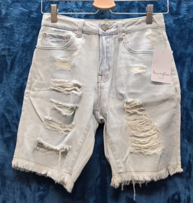 Love Fire Womens Jr Distressed High rise denim jeans shorts 1 NWT - Image 1 of 4