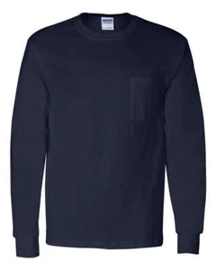 Gildan NEW Mens  ULTRA COTTON Long Sleeve Pocket T-shirt Tee 2410 - Picture 1 of 6