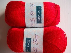 Sundance Twinkle Time sparkly holiday yarn, Lipstick, lot of 2 (191 yds ea) - Picture 1 of 2