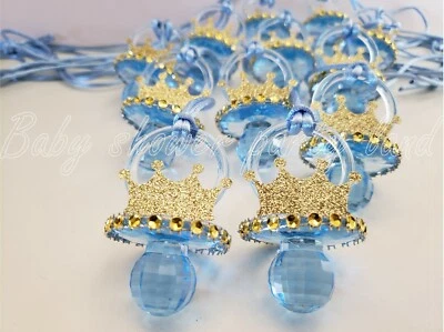 12 Prince Pacifier Necklace Baby Shower Favor Prize Game It's a Boy Decorations  - Image 1 of 4