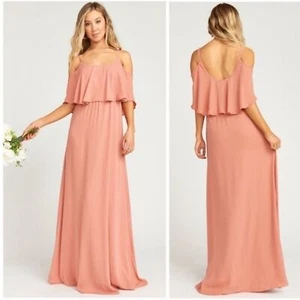 NWT Show Me Your Mumu Caitlin Ruffle Maxi Dress Rustic Mauve Crisp Size Small - Picture 1 of 8