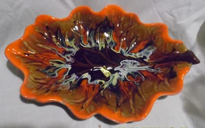 LBC C2 VALLAURIS CERAMIQUE D'ART GRANDE COUPE CENTRE DE TABLE FEUILLE DE CHENE - Picture 1 of 5