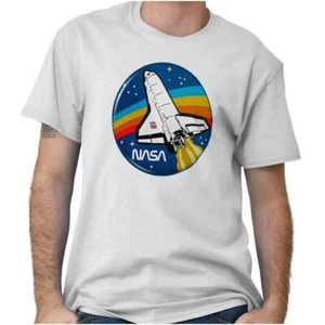NASA Retro Logo Space Shuttle Rocket Vintage Womens or Mens Crewneck T Shirt Tee - Picture 1 of 9