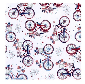 60 Round Patriotic Tablecloth Flannel Backed USA Plastic Indoor Outdoor July 4th - Picture 1 of 9