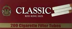 Cigarrillo de tabaco clásico rojo sabor completo tamaño king 200 tubos por caja [4 cajas] Foto 1 de 3