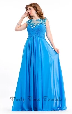 Impresionante Vestido Fiesta Time Formals 6621 Turquesa Desfile Baile de graduación Talla 16W Foto 1 de 3