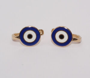 Kinder/Ohrringe Nazar/blaues Auge Emaille  585 Gold TOP - A0209