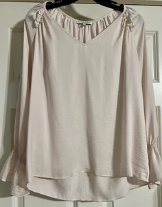 88 $ aktuelle Air Boho Kunstperlen Rüschen Schulter Größe S Poetenärmel V-Ausschnitt - Bild 1 von 13
