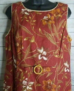 Vestido Positive Attitude Sin Mangas Hasta la Rodilla Talla 14 Pequeño Mezcla de Lino Floral - Imagen 1 de 9