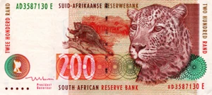 South Africa 200 Rand ND(1999) VF+ w/ pinholes Banknote P-127b Prefix AD Mboweni - Picture 1 of 2
