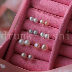 7pcs Classic 7-8mm 8-9mm 9-10mm White Pink Purple Gray Akoya Pearl Stud Earrings - Picture 1 of 5