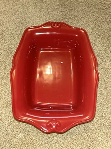 "Panadero rectangular rojo de gres Princess House Pavillion nuevo en caja 16 1/4"" X 12"" #1493" - Imagen 1 de 6