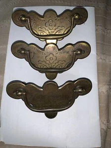 3-vintage Ethan Allen Circa 1776 Brass Drawer Bail Pull Handle Furniture Part - Picture 1 of 3