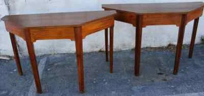 18th c Pair of English Sheraton Solid Mahogany Console Tables with Secret Drawer - Image 1 of 4