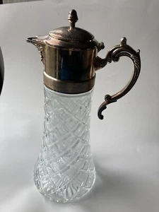 Vtg Silver Plate Cut Glass Claret Decanter Carafe Godinger Fine Crystal Italy - Picture 1 of 7