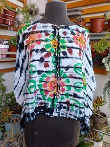 Beach By Exist Swimsuit Coverup Top  Ombré One Size  Boho Multicolor Rayon - Picture 1 of 10