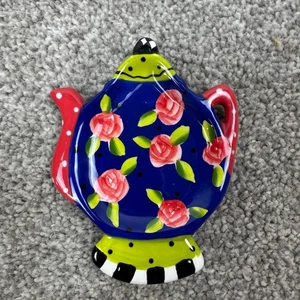 Joyce Shelton Tea Time Bunt Keramik Teelöffel Teebeutelhalter Skurril - Bild 1 von 4