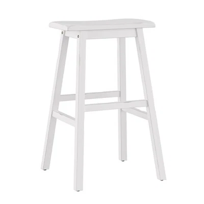 Moreno Wood Backless Bar Height Stool, 29" High, Sea White - Image 1 of 4