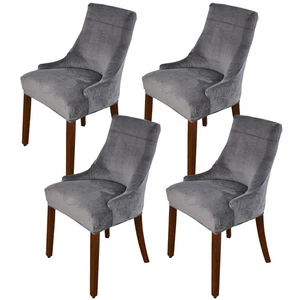 Velvet Wingback Chair Cover Slipcover Stretch Washable Sloping Armchair Dinin... - Picture 1 of 9