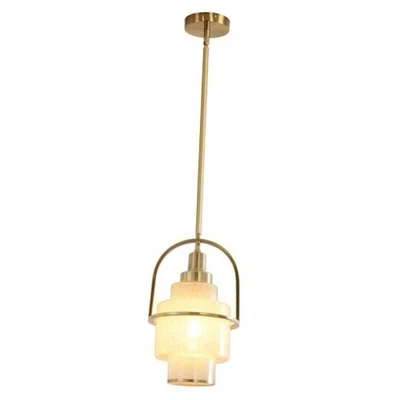 Lámpara de araña moderna de vidrio nórdico, varilla recta vidrio de arena fina industrial retro  Foto 1 de 4