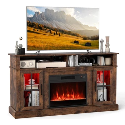 58" Fireplace TV Stand with LED Lights Entertainment Center for 65 Inch TV - Image 1 of 4