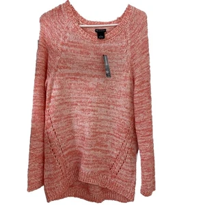 Women’s Sweater New Directions Large Salmon White Acrylic Pullover NWT - Picture 1 of 7
