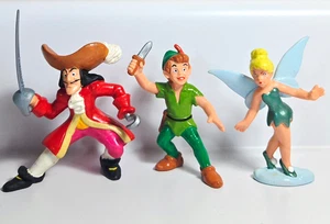 Vtg Disney Peter Pan, Hook & Tinkerbell Bully Figures PVC Rubber W. Germany Lot - Picture 1 of 8