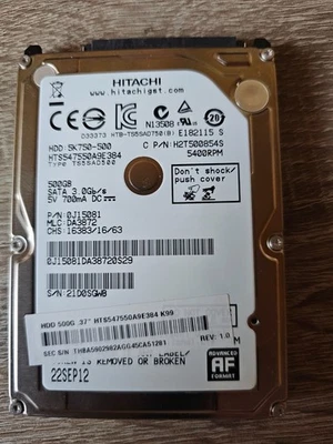 Hitachi Festplatte 500GB HDD  SATA 3.0 Gab/s 5K750-500 siehe Bilder - Bild 1 von 3