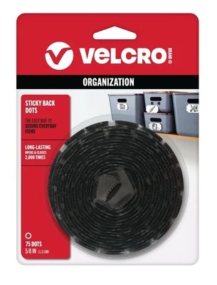 VELCRO Brand Organization Sticky Back Dots, Black 5/8" 75 Circles 90089 - Image 1 of 4