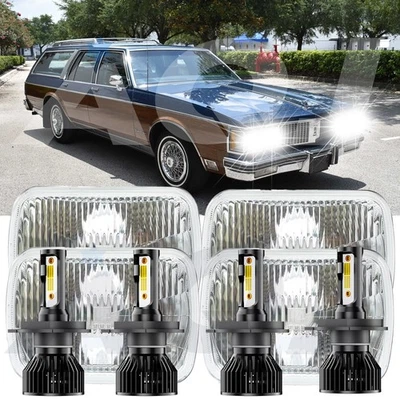 Fit Oldsmobile Custom Cruiser 1976-1990 4PCS 4x6" LED Headlights Hi/Lo Beam H4 Foto 1 de 4